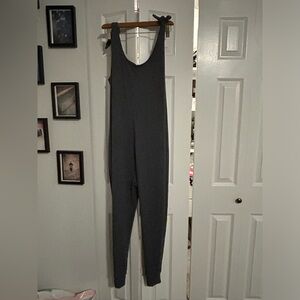 Smash + Tess women’s dark grey sleeveless romper with ties at shoulder - L